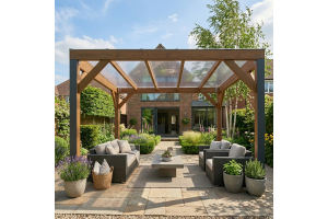Polycarbonate roofing sheets in a garden