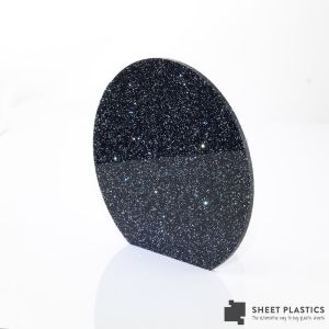 3mm Black & Silver Glitter Acrylic Disc Bespoke Size -