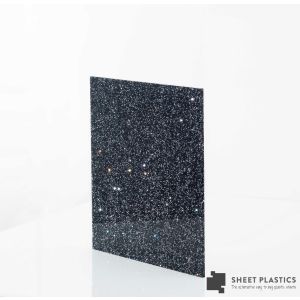 3mm Black and Silver Glitter Acrylic Sheet 150 X 150mm