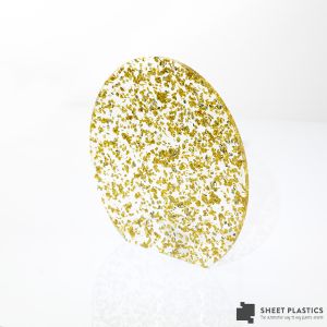 3mm Fleck Gold Glitter Acrylic Disc Bespoke Size -