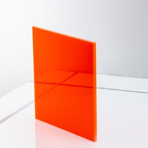 3mm Orange Fluorescent Acrylic Sample 150 X 150mm