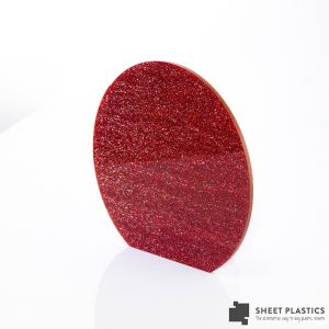 3mm Red Glitter Acrylic Disc Bespoke Size -