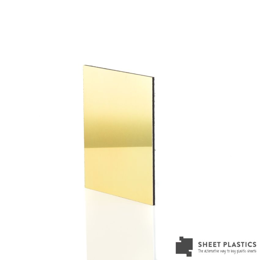 3mm Gold Mirror Aluminium Composite Sample 150mm x 150mm | Sheet Plastics